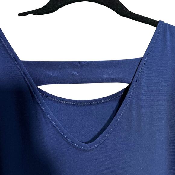 Clara Sun Woo Womens Size Medium Jumpsuit Sleeveless Wide Leg Navy Blue USA Made - Picture 7 of 8